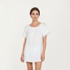 Anna-Kaci Women's Short Sleeve Peasant Blouse with Lace Trim Sleeves and Tie Neckline - 2 of 4