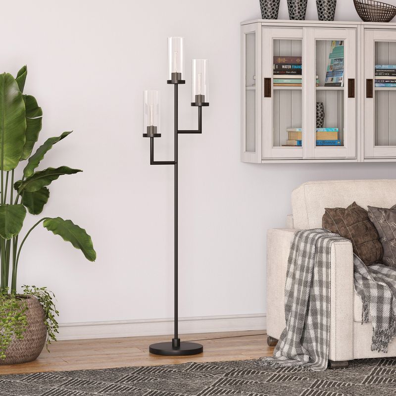 Hampton & Thyme 3-Light Torchiere Floor Lamp with Glass Shade, 5 of 11