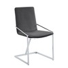 Royal Hampton 23 Inch Side Dining Chair Set of 2, Gray Velvet, Modern Chrome Metal Base - 2 of 4