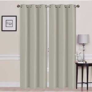 Solid Blackout Thermal Grommet Curtain Panels With Foam Backing (Set of 2) - 1 of 3