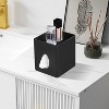 LunaLulinlk Tissue Box Cover, PU Leather Square Tissue Box Holder with Storage Tray Stylish Tissue Holder Decorative Organizer (Black) - 2 of 4
