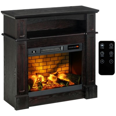 HOMCOM 1400W Freestanding Portable Full Frame Electric Fireplace Stove Heater with LED Flame Log Effect