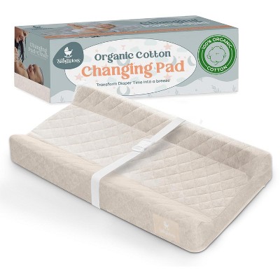 Beyond Innoventions Organic Cotton Changing Pad – Waterproof Non-Slip with Removable Washable Cover | Standard Size Baby Changing Pad for Dressers