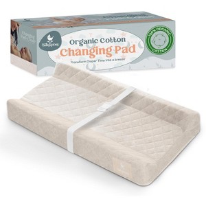 Beyond Innoventions Organic Cotton Changing Pad – Waterproof Non-Slip with Removable Washable Cover | Standard Size Baby Changing Pad for Dressers - 1 of 4