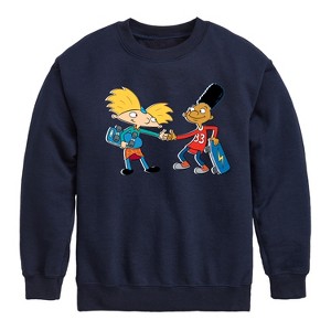 Boys' - Hey Arnold! - Arnold and Gerald Skateboard Graphic Long Sleeve Fleece Sweatshirt - 1 of 4