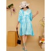 LA LEELA Women's House Daily Routine Evening Wear Vacation Casual Dailywear Holiday Relaxed Fit Caftan Short Loungewear 1X-2X Blue, Tie Dye Design - 2 of 4