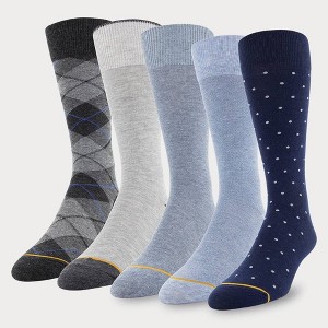 Signature Gold by GOLDTOE Men's Classic Dot Crew Socks 5pk - Navy Blue 6-12.5 - 1 of 2