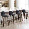 Bekrvio 26" Swivel Counter Height Bar Stools Set of 4 – Mid-Century Modern Upholstered PU Leather & Walnut Bentwood Legs, for Kitchen Island (Black) - 2 of 4