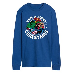 Men's - Marvel - Have A Super Christmas Avengers Long Sleeve Graphic T-Shirt - 1 of 3