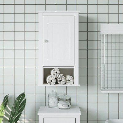 vidaXL Bathroom Wall Cabinet BERG White 15.7 in.x10.6 in.x28.1 in. Solid Wood Pine