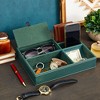 Juvale 5 Compartment Faux Leather Valet Catchall Tray Organizer for Wallet, Keys, Phone, Emerald Green, 10x7.3x2 in - 2 of 4