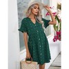 Maternity Swiss Dot Dress Summer V Neck Short Sleeve Button Down Mini Dress Baby Shower Photoshoot with Pockets - 3 of 4
