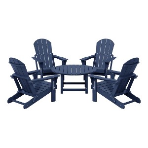 WestinTrends Malibu 5-Piece HDPE Folding Adirondack Chair Outdoor Patio Conversation Set - 1 of 4