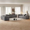 8 Seater Folding Sofa Bed for Living Room or Bedroom, Convertible Sofa with Cushions and Storage Pockets, Corduroy Fabric Sofa-Coolbibila - 2 of 4