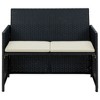 vidaXL 2-seater Sofa Black Poly Rattan, Powder-Coated Steel, Polyester - 2 of 2