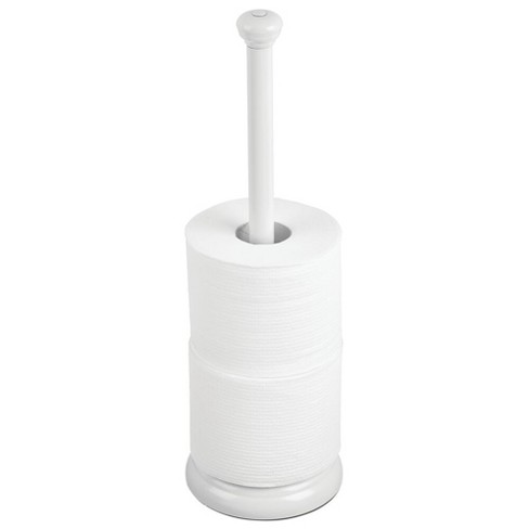 mDesign Metal Free Stand Bathroom 3 Roll Toilet Paper Holder Storage - Soft Brass