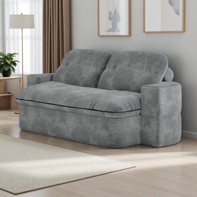 3-Seater Small Streak Corduroy 2-in-1 Convertible Modular Sofa Bed, Space-Saving