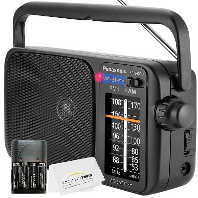 Panasonic Radio Portable Digital AM/FM RF-2400D+ Rechargeable Batteries with Charger + Quality Photo Microfiber Cloth