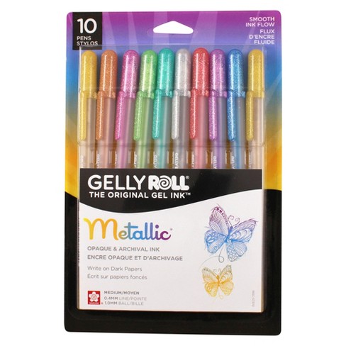 Sakura Gelly Roll Metallic Pens, 1 Mm Tip, Assorted Colors, Set Of 10 :  Target