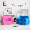 Costway Kids Sofa Toddler Foam Filled Armchair w/ Velvet Fabric Baby Perfect Gift Pink\Blue - 3 of 4