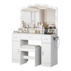 Vanity Desk with LED Lights and Mirror, Makeup Vanity Desk with Power Outlet & Stool - 2 of 4