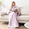 PAVILIA Fluffy Wearable Blanket with Sleeves for Women Men Adults, Fuzzy Warm Plush Snuggle Pocket Sleeved TV Throw - 2 of 4