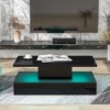 Modern Glossy Coffee Table With Drawers With Plug-In 16 Colors Living Room LED Lighting - ModernLuxe - 2 of 4
