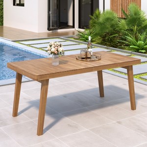Gulches 69" Acacia Wood Outdoor Dining Table with Slatted Top, 300 lbs Capacity, Brown, 69" W x 34.75" D x 29.5" H - 1 of 4