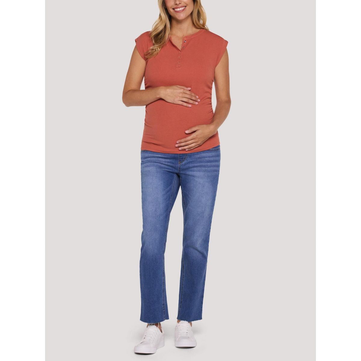 Women's Ruched Henley Muscle Tee | Motherhood Maternity - thumbnail 4