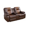 MAYEERTY Reclining Loveseat, 2-Seat Breathable Leather Recliner with Storage & Cup Holders for Living Room, Brown - 3 of 4