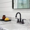 WOWOW 4 in. Centerset Double Handle High Arc Bathroom Faucet with Drain Kit Included in Brushed Nickel - 2 of 4