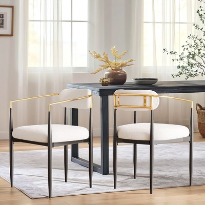 GDFStudio Reynolds Modern Teddy Velvet Upholstered Dining Chairs with Metal Legs(Set of 2)
