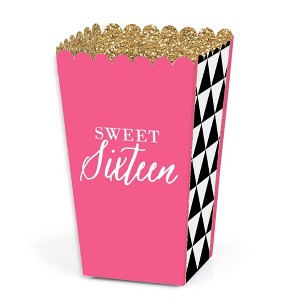 Big Dot of Happiness Chic 16th Birthday - Pink, Black and Gold - Birthday Party Favor Popcorn Treat Boxes - Set of 12 - 1 of 4