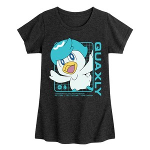 Girls' - Pokémon - Quaxly Stats Fitted Short Sleeve Graphic T-Shirt - 1 of 4
