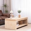 47.6" Natural Modern Farmhouse Wood Coffee Table with Beaded Trim, Open Storage Shelf Center Table for Living Room -3irtyhousy - 2 of 4