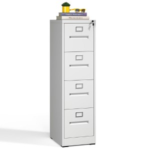 Munora - 4-Drawer Vertical File Cabinet with Lock - Heavy Duty for A4/Letter/Legal Files - White - 1 of 4