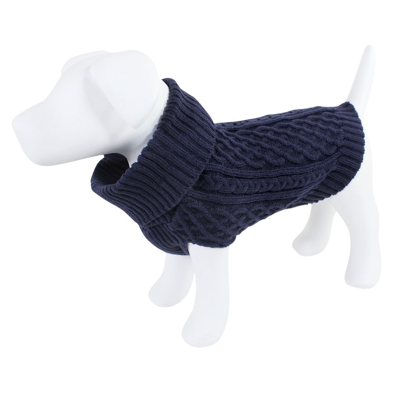 Luvable Friends Dogs and Cats Cableknit Pet Sweater, Navy, 1 of 6