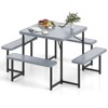 Costway Picnic Table Bench Set for 4-8 People with Umbrella Hole All-Weather HDPE Tabletop Black/Gray/Green/White - 2 of 4