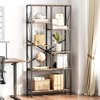 Bookshelf Narrow Bookcase Tall Skinny Storage Rack Shelf 6 Tier Standing Bookshelves Metal Frame Rustic Display Racks Industrial Book Shelf for Bedroo - 3 of 4