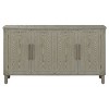 Sideboard Storage Cabinet with 4 Doors,Retro Style Functional Wooden Storage Cabinets with Curved Top and 2 Adjustable Shelf,Pine Legs-Maison Boucle - 4 of 4