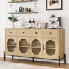 62'' Buffet Cabinet with Storage,Large Sideboard Cabinet,Coffee Bar Cabinets with 3 Drawers and 4 Fluted Glass Doors - 3 of 4