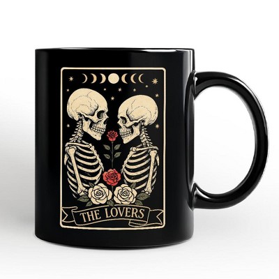 Skeleton The Lovers Mug, Tarot Card Gothic Moon Phases Rose Gift | OrnamentallyYou