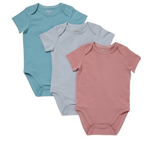 Hanes Pure Comfort Baby Short Sleeve Bodysuits, Organic Cotton, Boys & Girls, 3-Pack - 1 of 2