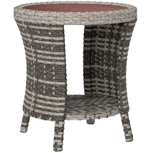 Outsunny 18" Outdoor Wicker Coffee Table, PE Rattan Patio Side Table with 2-Tier Storage, Composite Wood Top for Garden Backyard Balcony - 1 of 4