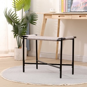 MAYEERTY Entryway Ottoman Hand woven Boho Vanity Chairs Footrest Stools Gray Living Room Sofas - 1 of 4
