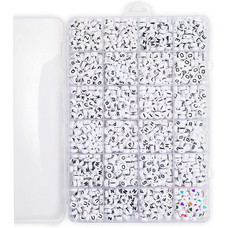 5026 Pieces Jewelry Making Supplies Set with Alphabet Beads, Charms, Rings, Scissor, String and Clear Storage box, 4 of 9