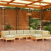 vidaXL Solid Pinewood Patio Lounge Set - 9 Piece Garden Sofa w/Cream Cushions - Corner, Middle, and Footstool Modules - 2 of 4