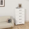 Sandinrayli 5 Drawer Dresser, White Tall Dresser for Bedroom, Closet Wood Storage with Steel Handles, White - 2 of 4