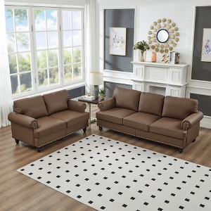 59.5'' & 83'' Classic Sofa Set with Nailhead Trim, Storage Seats, and Removable Covers - 1 of 4