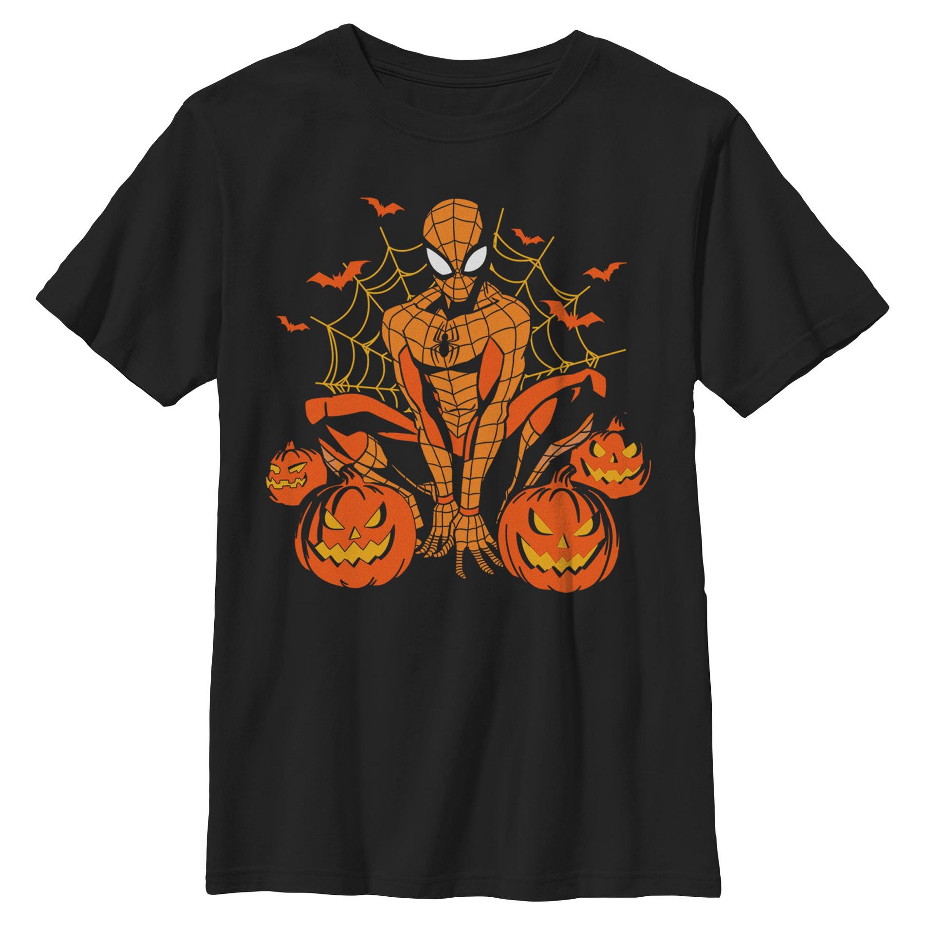 Boys Marvel: Spider-Man Jack-O-Lantern Spideyween T Shirt - Black - Small